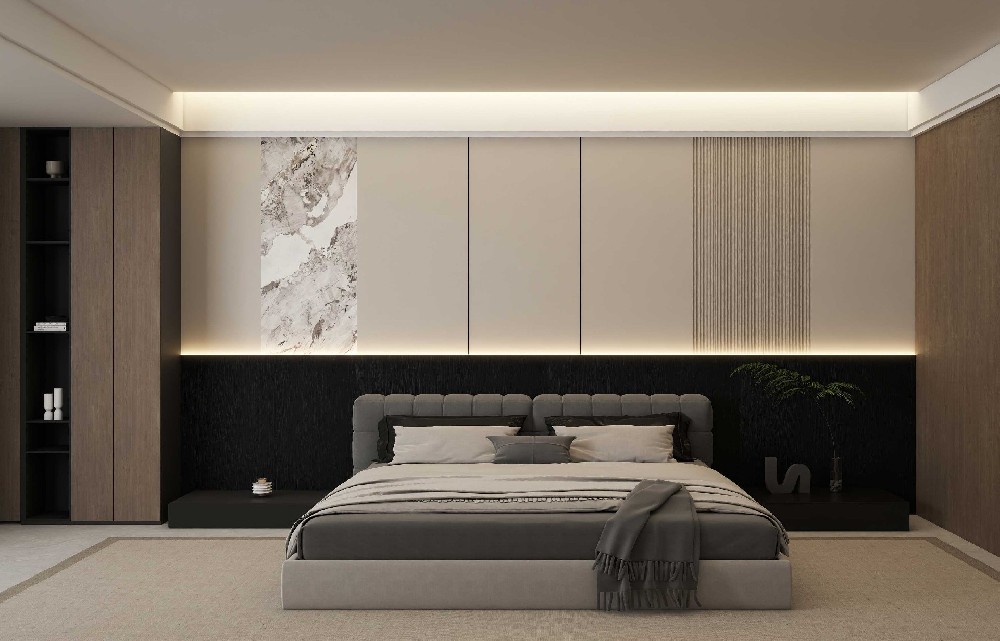 现代卧室背景墙