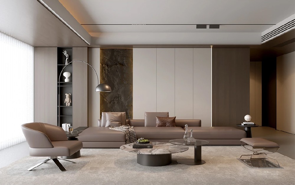 沙发的靠背是温柔的港湾 I 身后的墙板是无声的诗